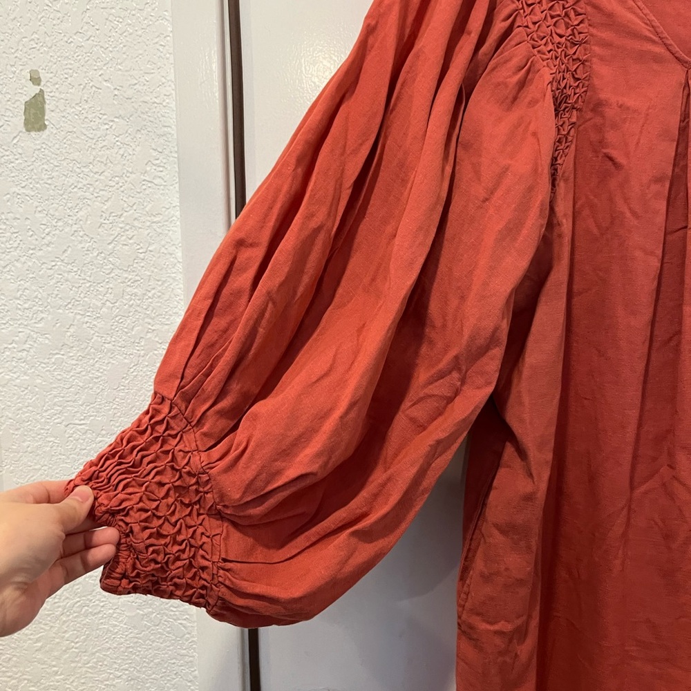 Kiira cotton linen smocking tuck dress free size - Picture 12 of 14